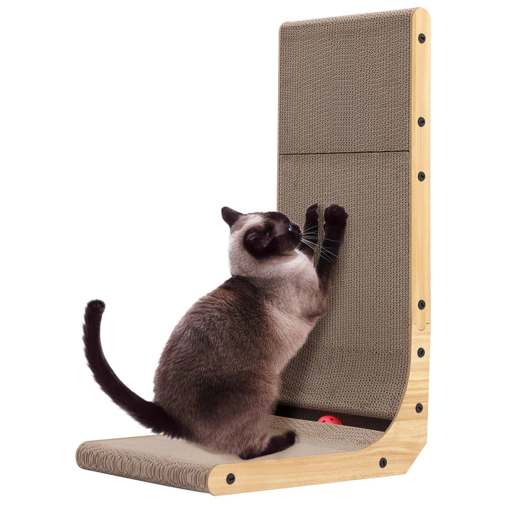 Large Cat Scratcher L Shaped Cat Scratch Wall Mounted Cat Scratching Board Cat Cardboard Scratcher Vertical Cat Scratch Ramp for Indoor Cat (26.7 Inch)